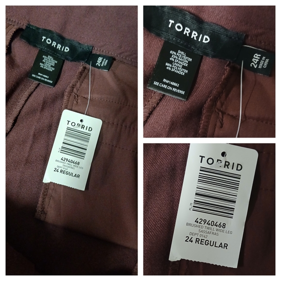 Torrid Women's Burgundy Wide-Leg Pants - Picture 5 of 5